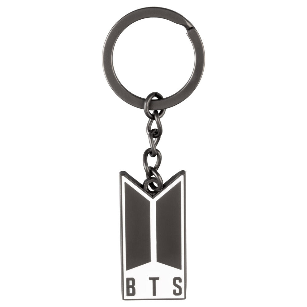 Llavero metálico oficial Logo BTS en blanco y negro