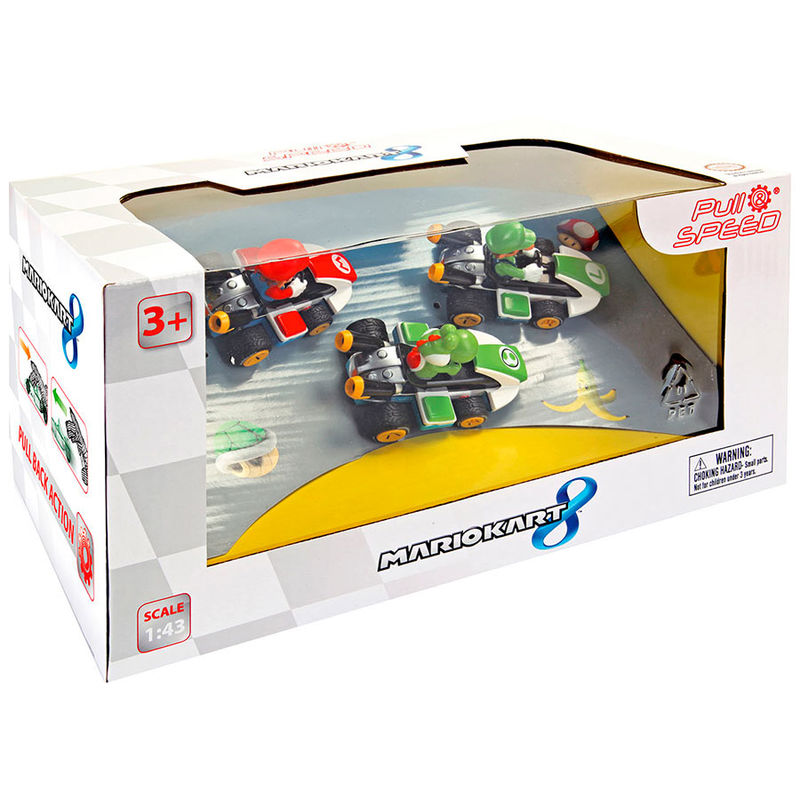 Imagen 4 de Set 3 Coches Pull Speed Mario Kart 8 Mario Luigi Yoshi