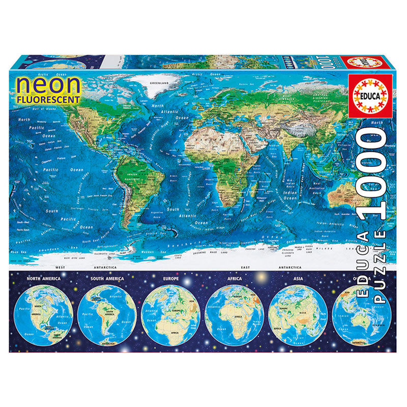 Imagen 1 - Puzzle Neon Mapamundi 1000Pzs