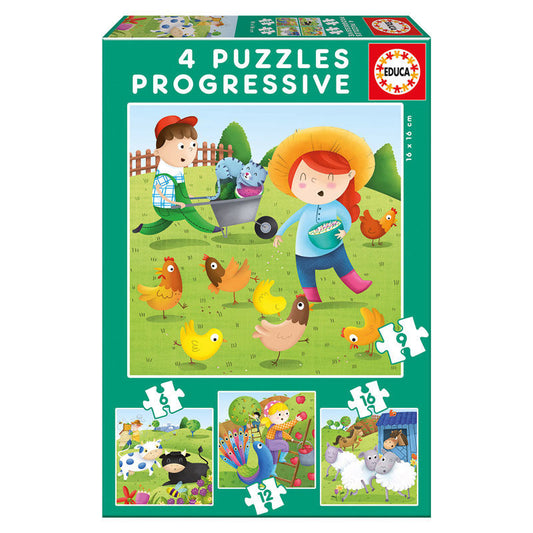 Imagen 1 de Puzzle Progresivo Animales De La Granja 6-9-12-16Pzs