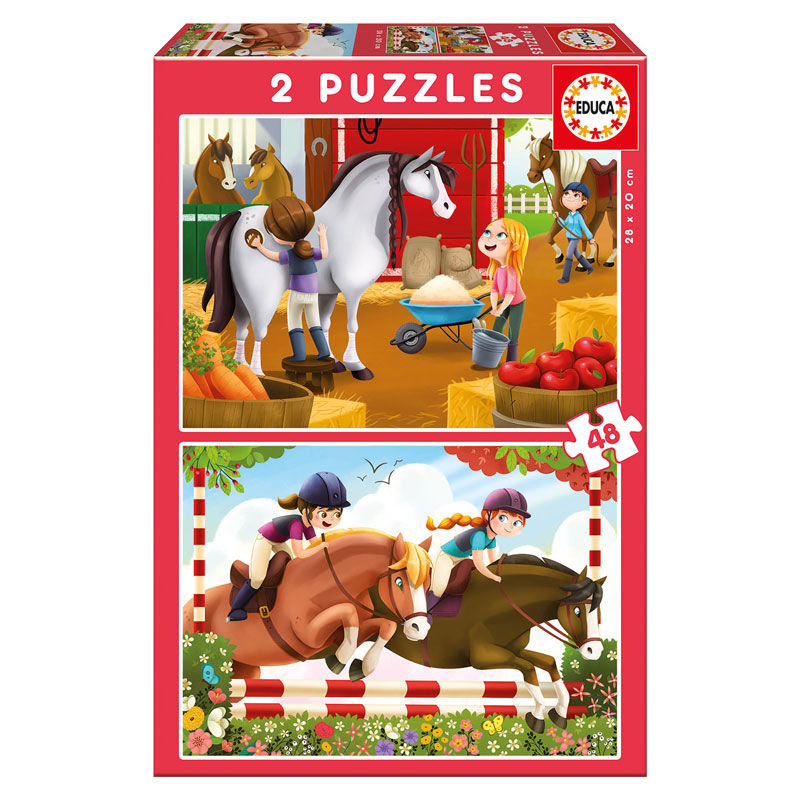 Imagen 1 de Puzzle Cuidando Caballos 2X48pzs