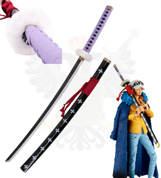 Katana Trafalgar Law de One Piece en versión de hoja de bambú igual que la del anime One Piece. Vendida por Espadas y más