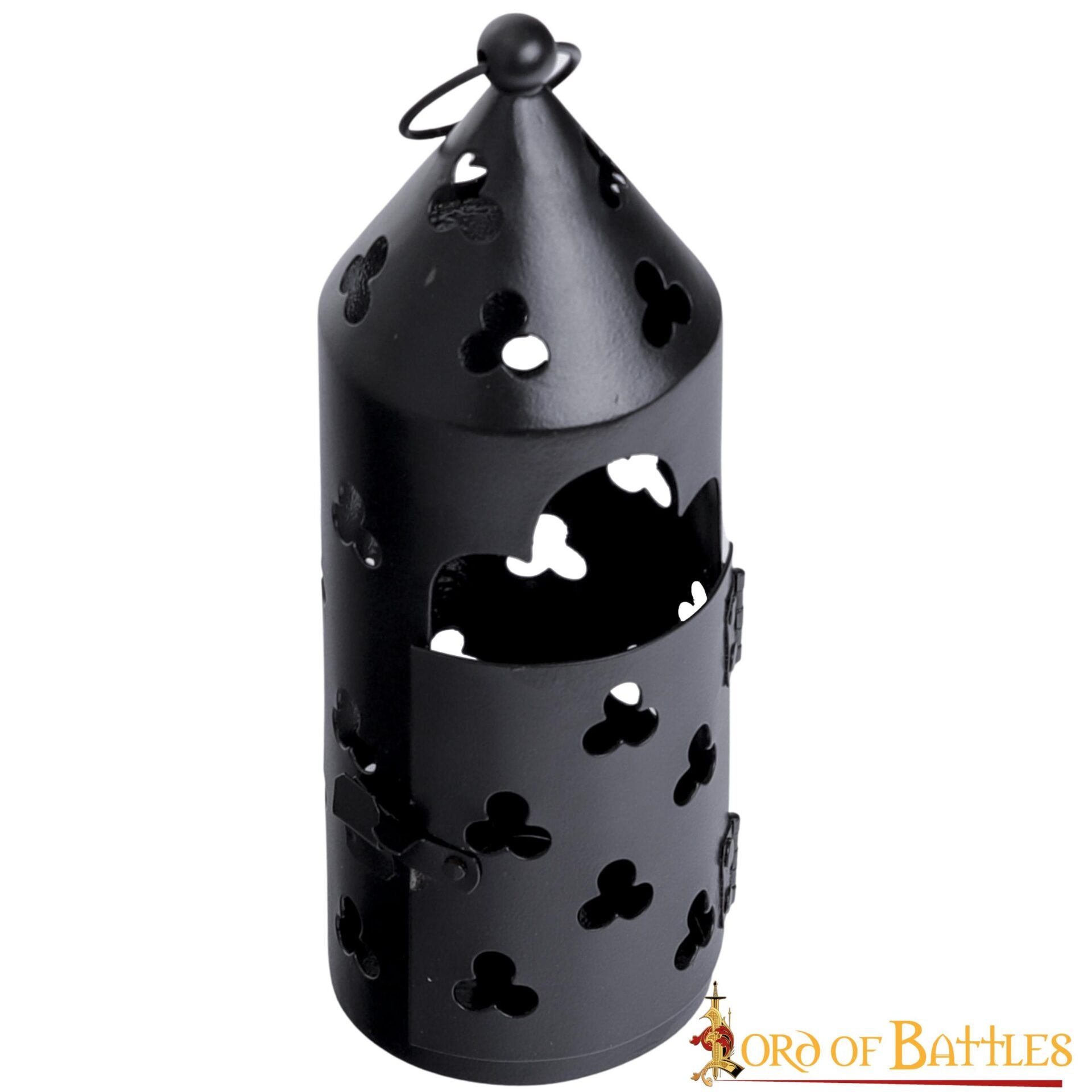 Farol Medieval de Hierro para Velas con Recortes de Trébol y Asa Anular - Imagen 12