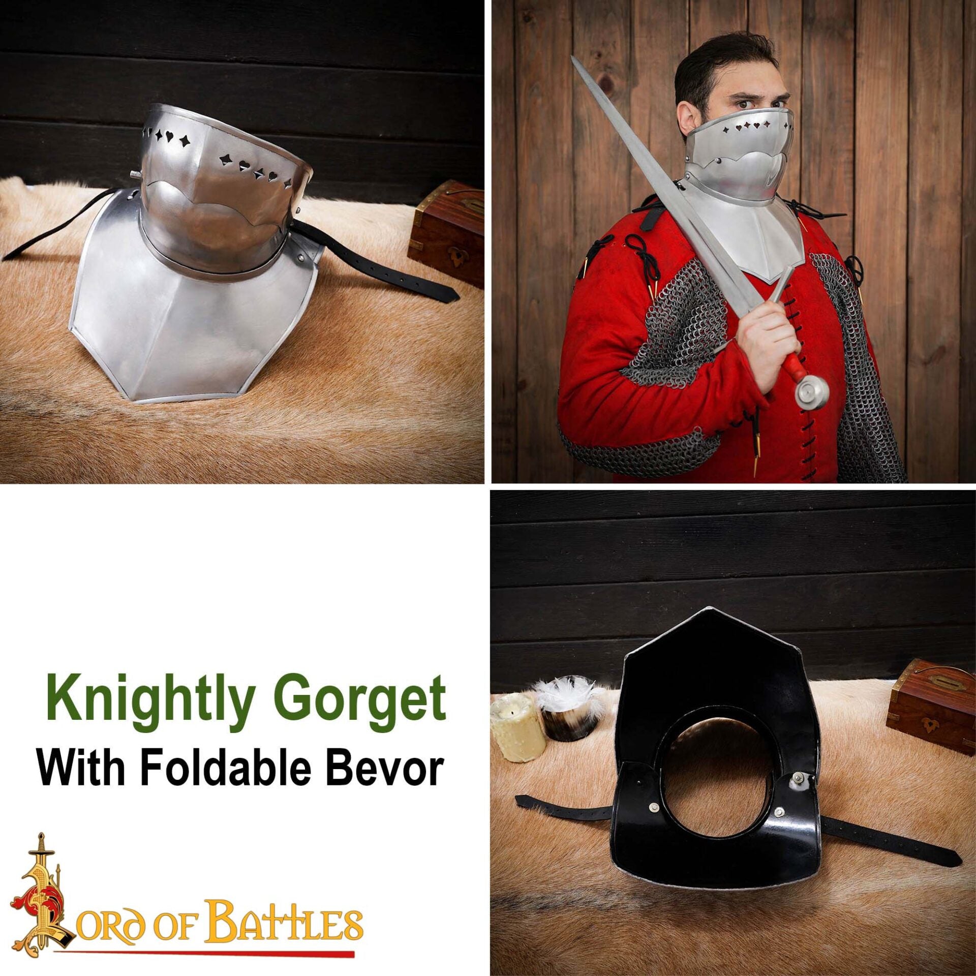 Bevor Medieval Siglo Xv Protección Garganta y Parte Inferior de la Cara - Imagen 9