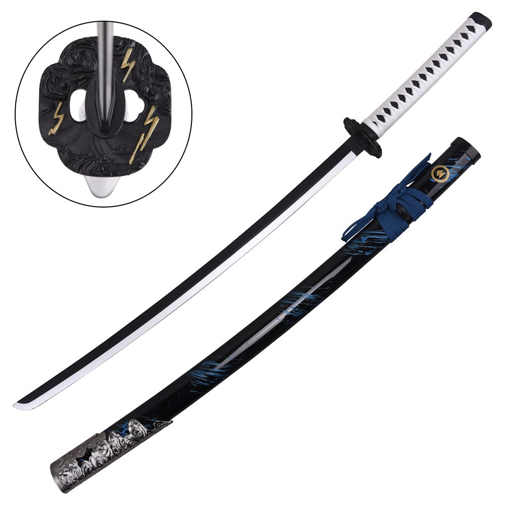 Katana Decorativa de Bambú Sable Azul de Sakai Espada de Jin de Ghost of Tsushima