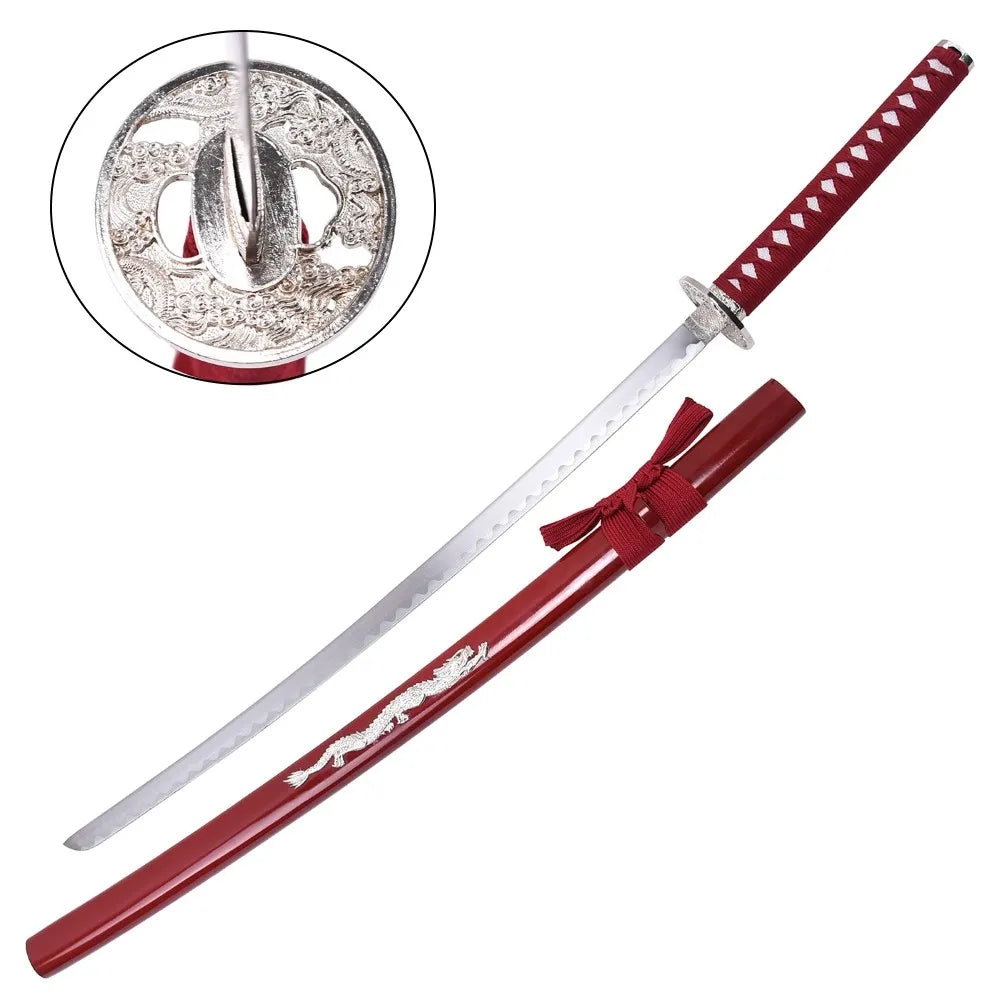 Decorative Japanese Katanas – Black and Red - Diamond Dragon