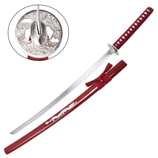 Decorative Japanese Katanas – Black and Red - Diamond Dragon