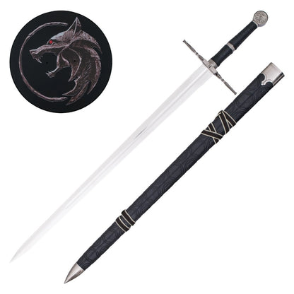 Espada Decorativa de Plata de Geralt - Escuela del Lobo- The Witcher 3