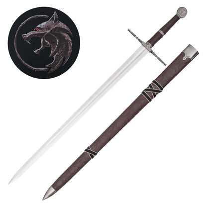 Espada Decorativa de Plata de Geralt - Escuela del Lobo- The Witcher 3