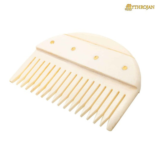 Mythrojan Peine de Hueso Germánico de Dientes Anchos Hecho a Mano - Imagen 1