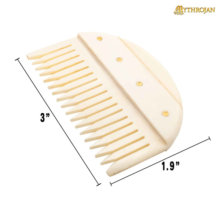 Mythrojan Peine de Hueso Germánico de Dientes Anchos Hecho a Mano - Imagen 3