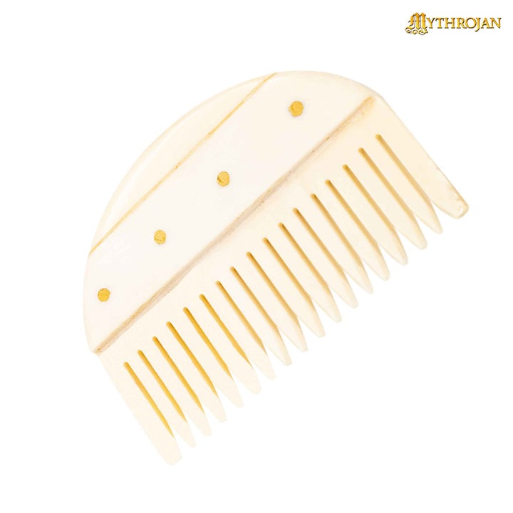 Mythrojan Peine de Hueso Germánico de Dientes Anchos Hecho a Mano - Imagen 2