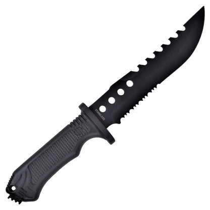 Cuchillo de Caza Táctico con Hoja Negra y Vaina Rígida de Polímero