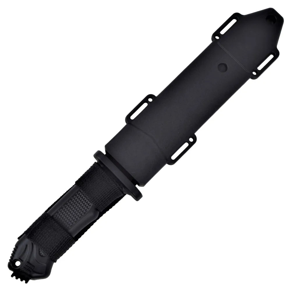 Cuchillo de Caza Táctico con Hoja Negra y Vaina Rígida de Polímero