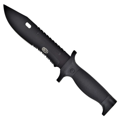 Cuchillo de Caza con Hoja Negra y Mango Engomado – Verde Oliva o Negro