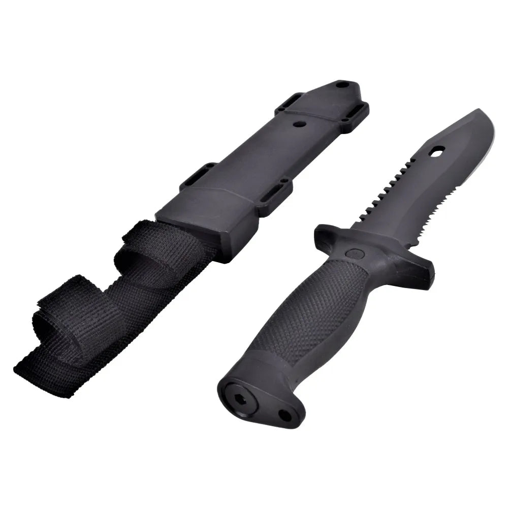 Cuchillo de Caza con Hoja Negra y Mango Engomado – Verde Oliva o Negro