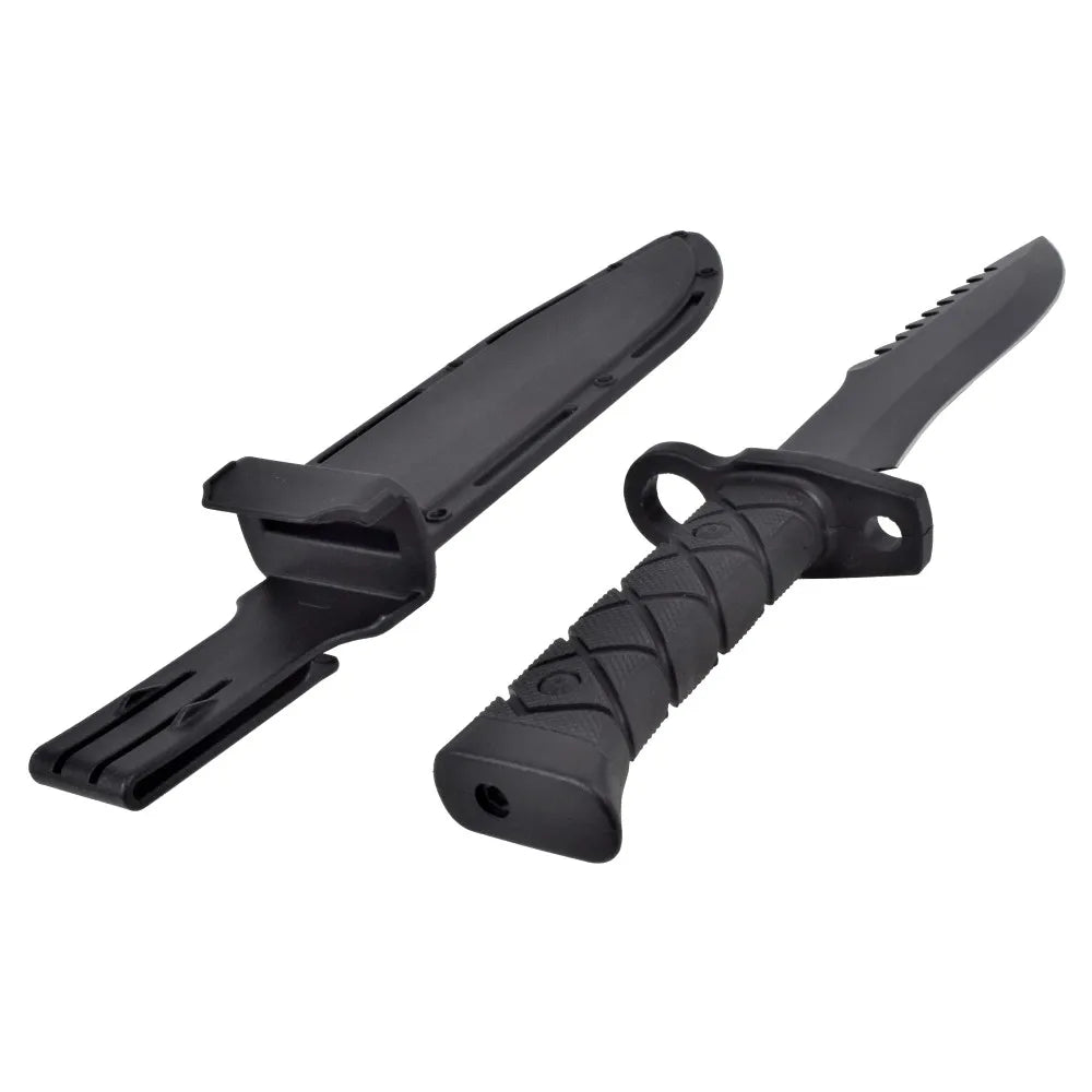 Cuchillo de Caza con Hoja Negra de 21 cm y Vaina Táctica de Polímero