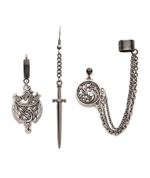 House of Dragon Set 3 pendientes individuales Targaryen HOTDTARGMMERST3