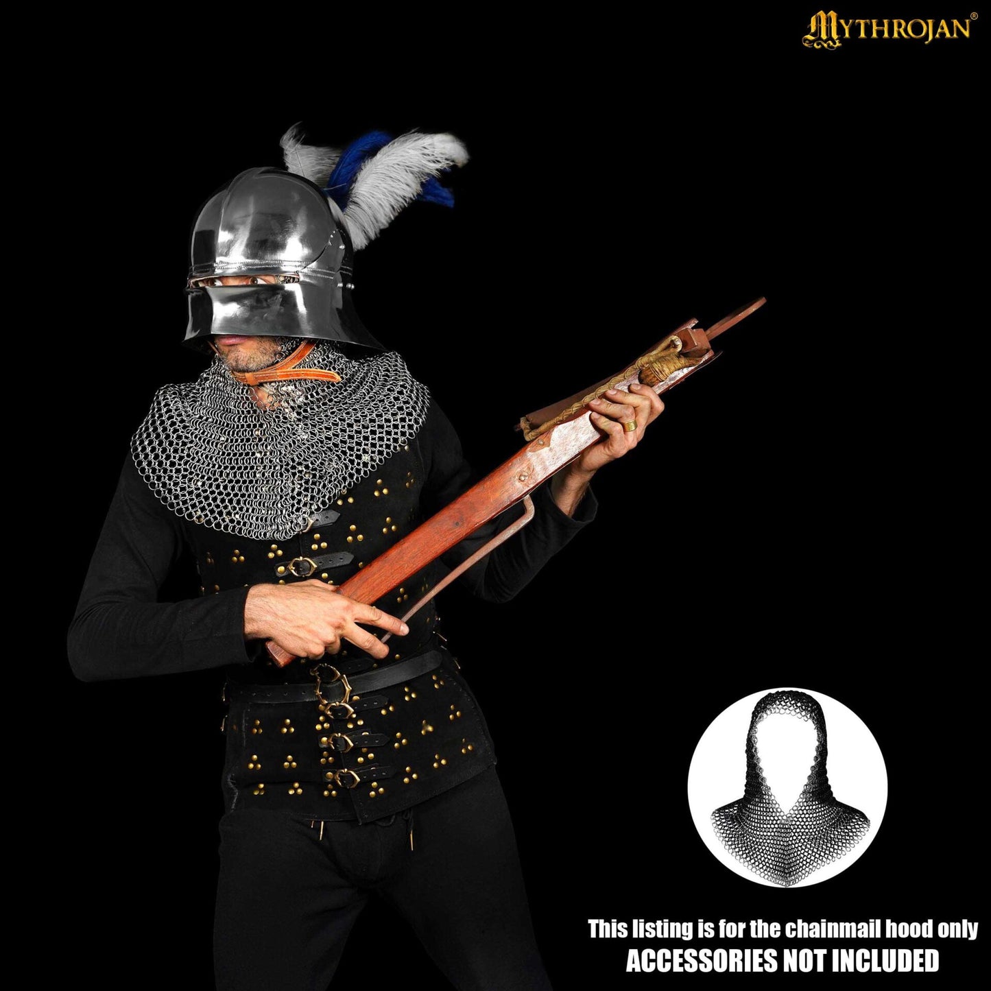 Cofia de Cota de Malla - 10mm 16 Gauge Stainless Steel Butted Rings, Medieval Hood Armor - Imagen 2