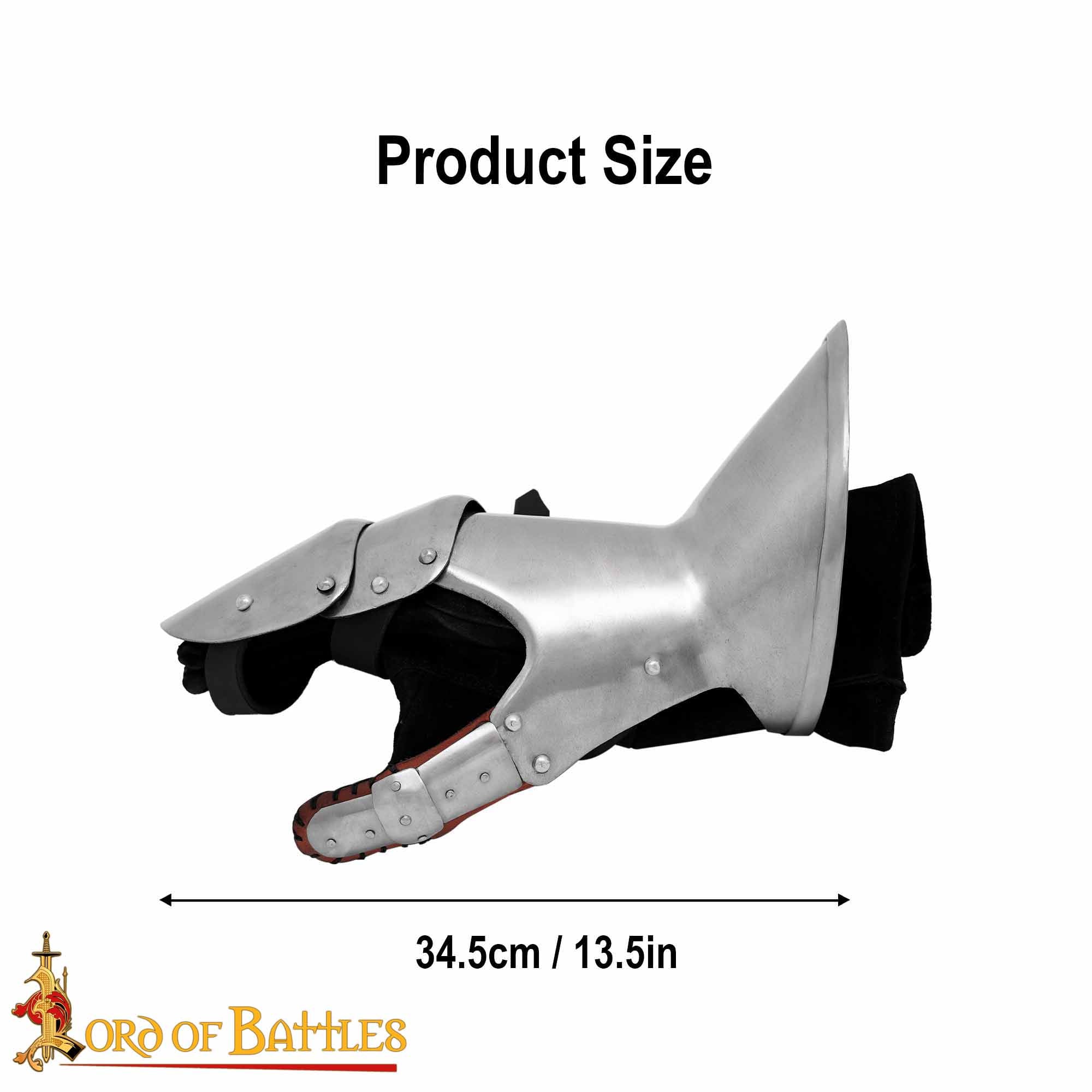 Guanteletes Medievales para Torneos de Milanesa, Armadura de Manopla de Caballero de Calibre 16 con Forro de Ante para Combate y Larp - Imagen 3