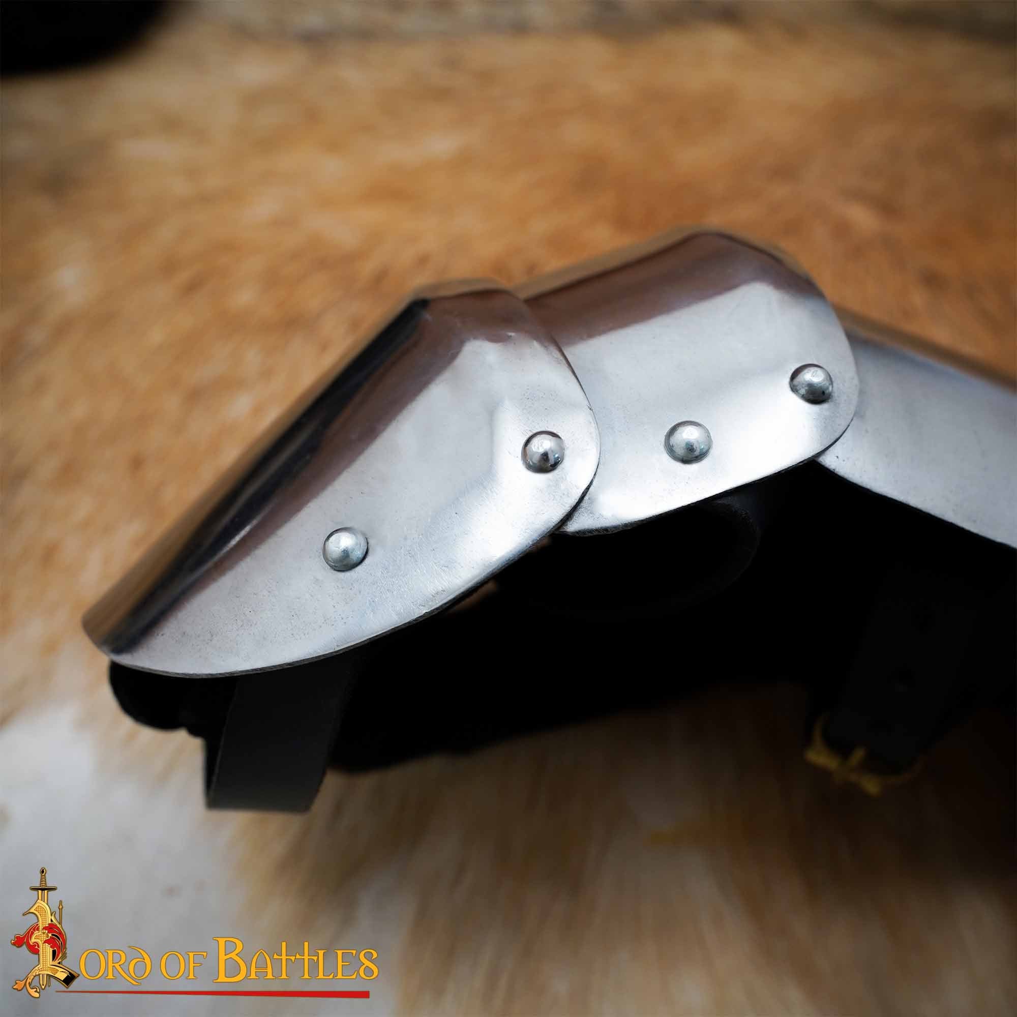 Guanteletes Medievales para Torneos de Milanesa, Armadura de Manopla de Caballero de Calibre 16 con Forro de Ante para Combate y Larp - Imagen 6