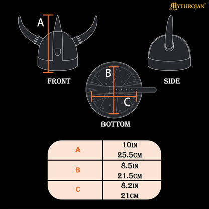 Casco Vikingo Medieval de Acero con Cuernos, Calibre 20 Acero Suave con Decoración de Latón, Armadura para Disfraces y Larp - Imagen 7