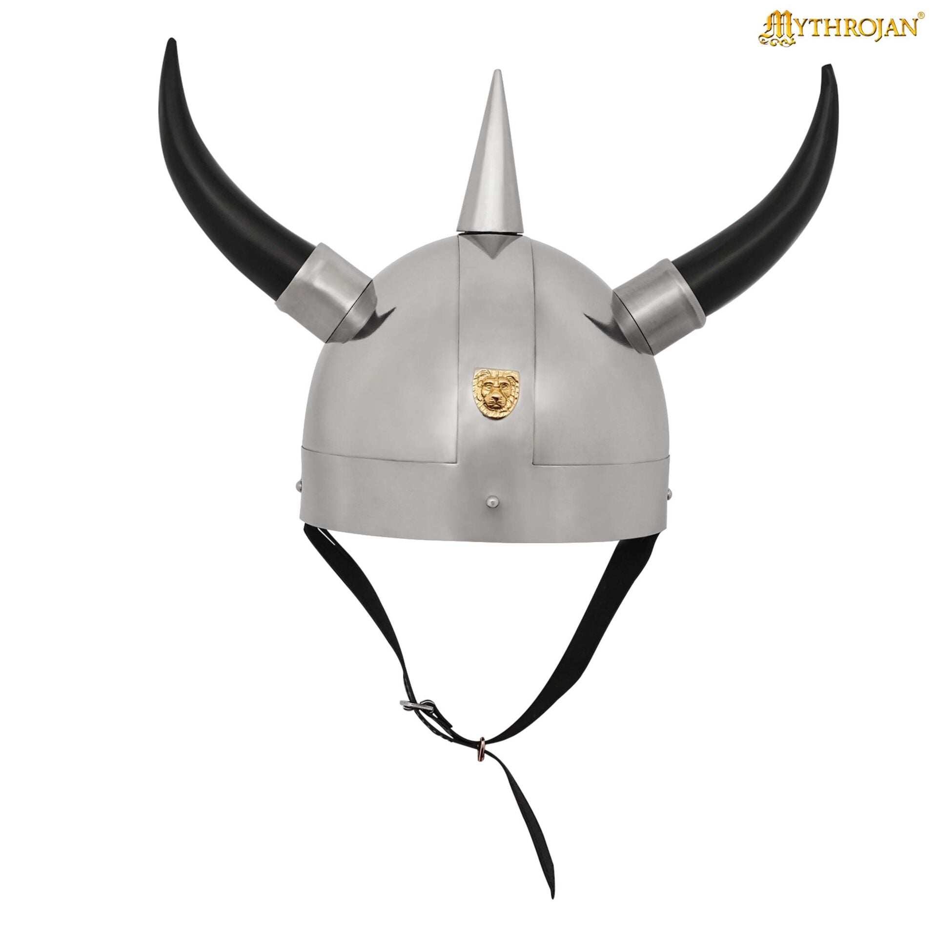 Casco Vikingo Medieval de Acero con Cuernos, Calibre 20 Acero Suave con Decoración de Latón, Armadura para Disfraces y Larp - Imagen 4