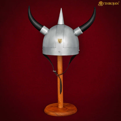 Casco Vikingo Medieval de Acero con Cuernos, Calibre 20 Acero Suave con Decoración de Latón, Armadura para Disfraces y Larp - Imagen 6