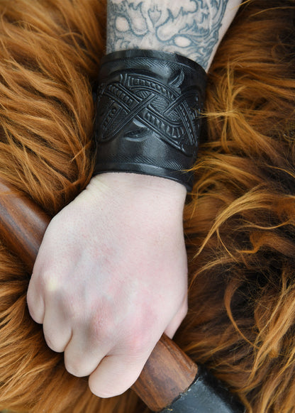Jelling Style Dragon Leather Bracelet ULF-LP-20-BL