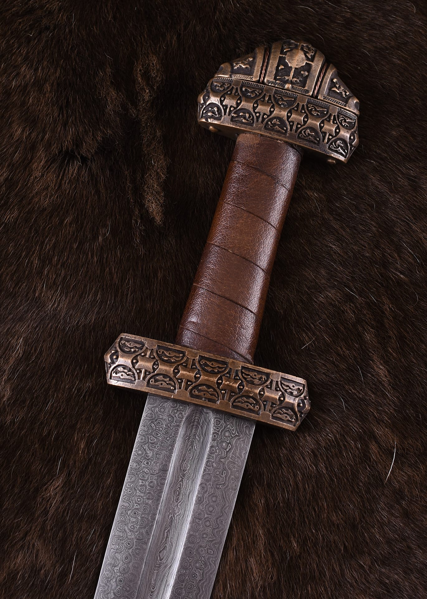 Espada Vikinga De Damasco Misteriosa 76 Cm Negra