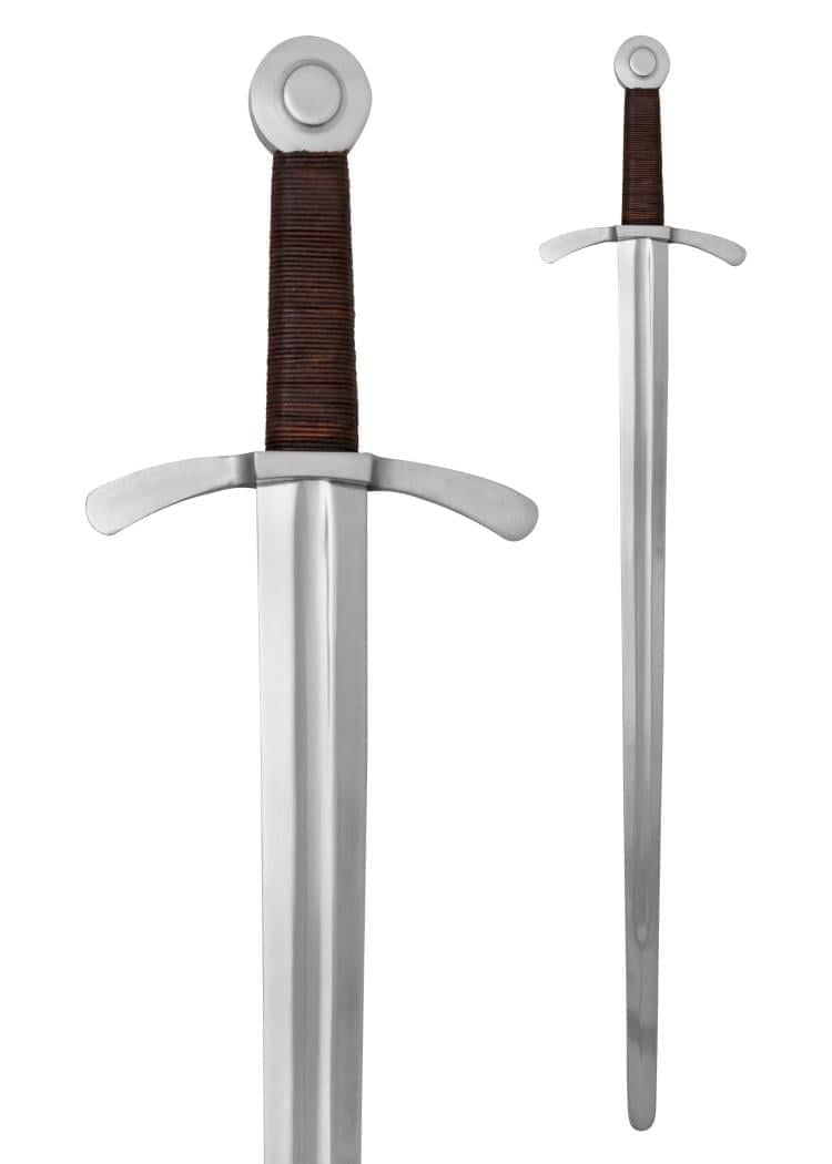 0116695106 Espada de combate Crusader Disc-pommel con funda de cuero - Espadas y Más