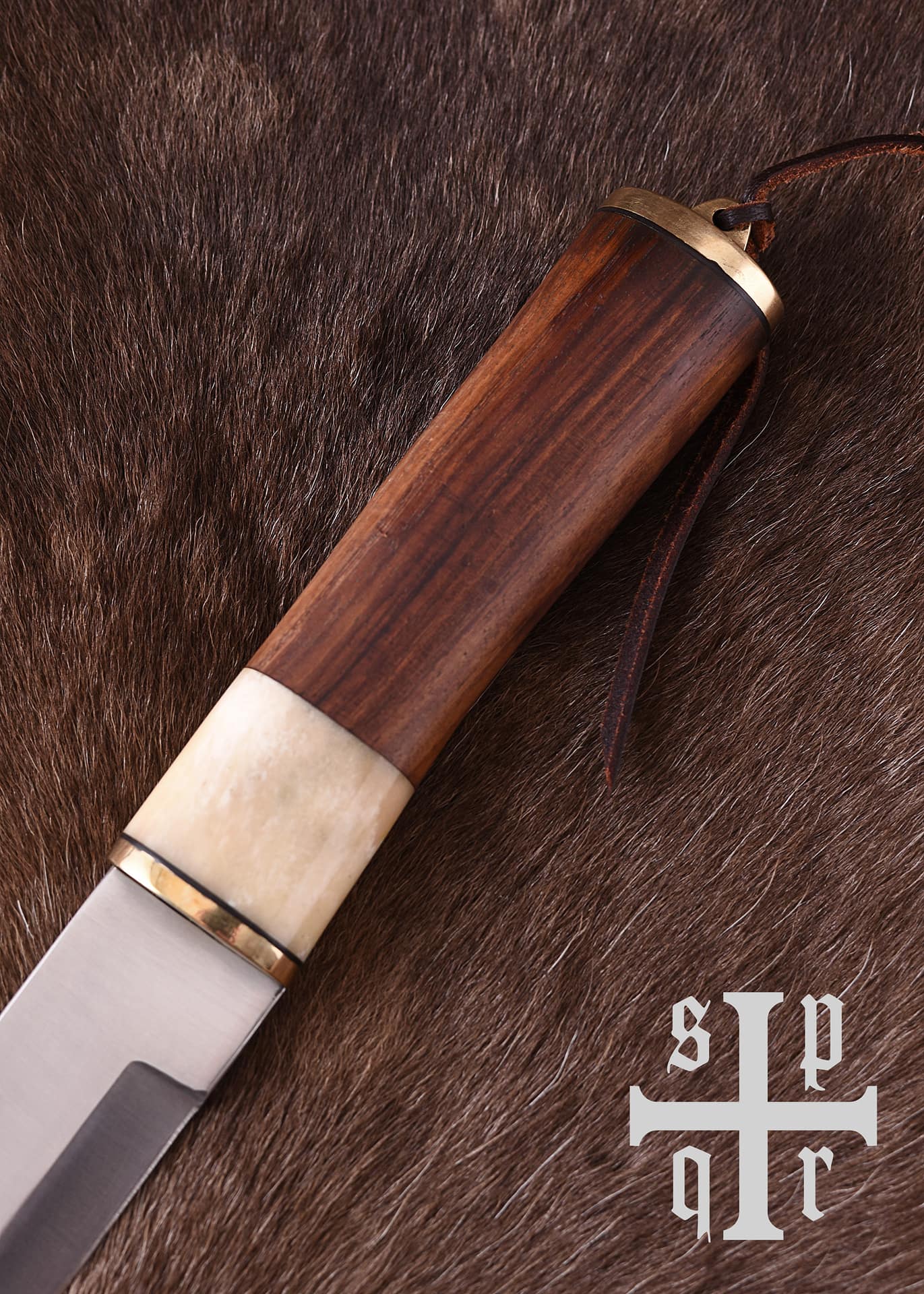 Daga Scramasax, Seax hoja de acero al carbono, mango de madera / hueso 0264000217 - Espadas y Más