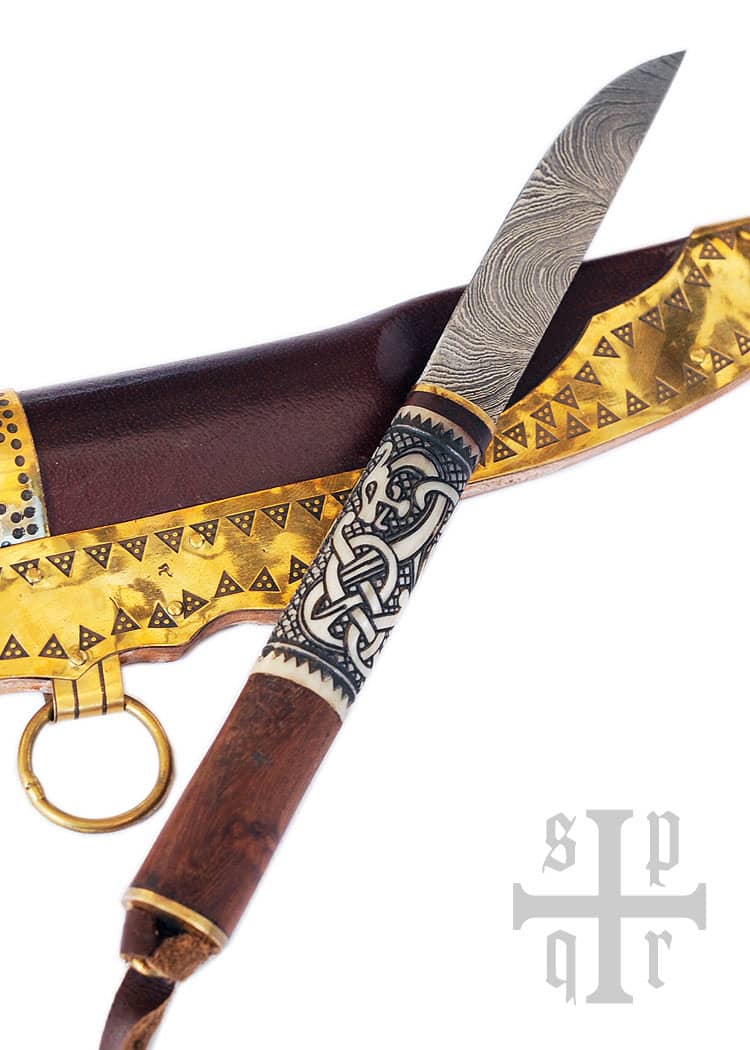 Cuchillo vikingo de acero de Damasco, con serpientes 0364002641 - Espadas y Más