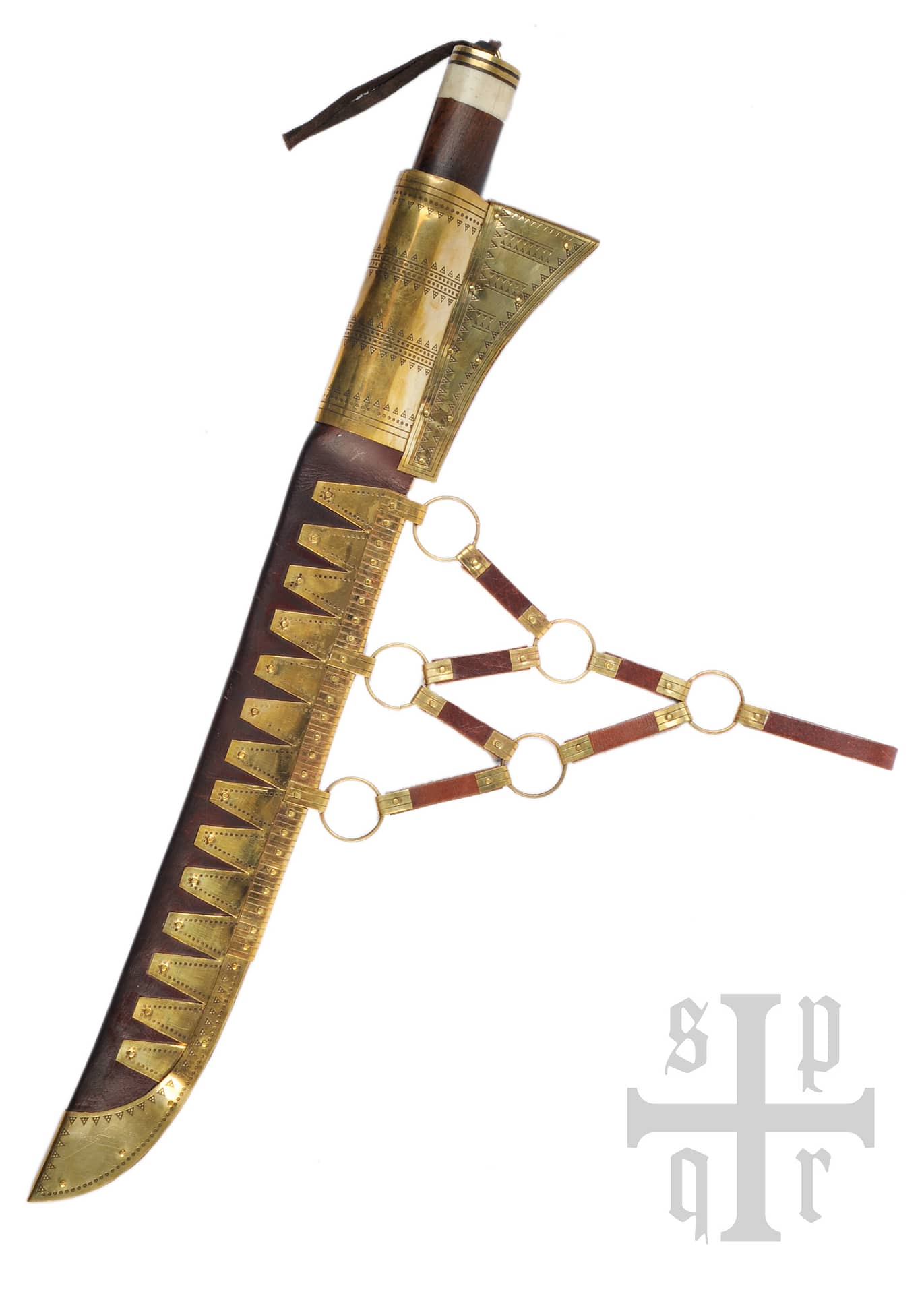 Cuchillo Vikingo Seax, Acero Damasco, Mango de Madera / Hueso 0364002660 - Espadas y Más