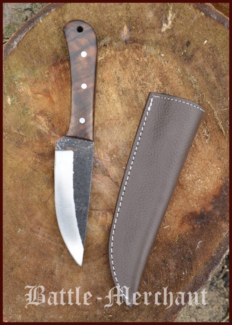 Cuchillo utilitario con empuñadura de nuez y vaina de cuero 0369110001 - Espadas y Más