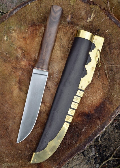 Cuchillo Vikingo con empuñadura de nogal y vaina de cuero 0369110033 - Espadas y Más