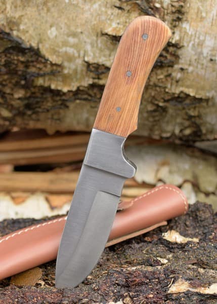 Cuchillo con mango de madera de olivo y funda de cuero 0397000400 - Espadas y Más