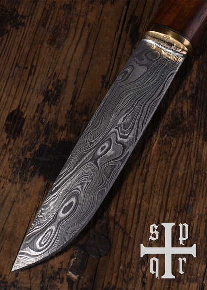 Cuchillo Vikingo, Hoja de Acero Damasco y Mango de Madera 0564000236 - Espadas y Más