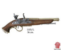Imagen de réplica de una pistola pirata de chispa del S. XVIII.  no funcional parte de nuestra colección en Espadas y más, sitio oficial.