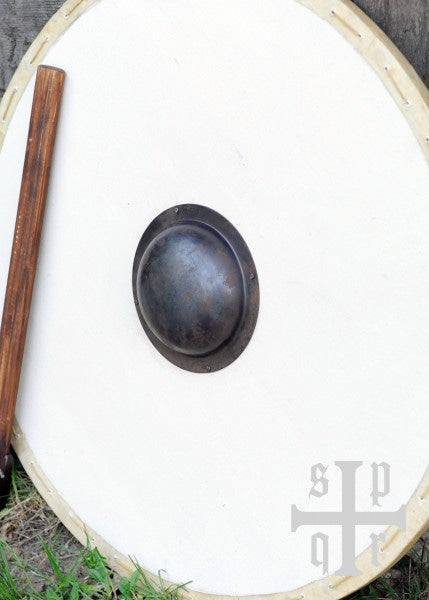 Escudo vikingo redondo fabricado en madera y lona, â€‹â€‹con remate de hierro 1164000201 - Espadas y Más