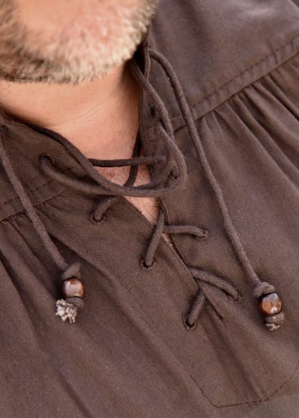 Camisa medieval, manga corta, marrón 1280005431 - Espadas y Más
