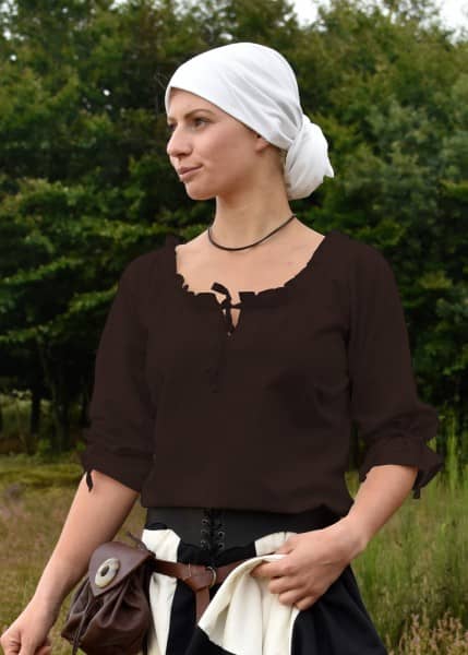 Imagen de Blusa medieval Birga, 3/4 mangas, marrón 1280020490 parte de nuestra colección en Espadas y más, sitio oficial.