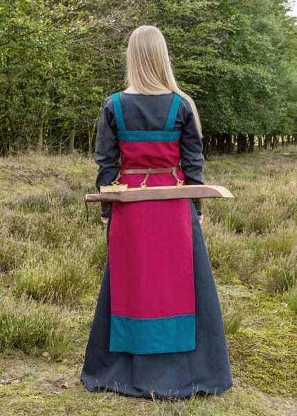Vestido de correa vikinga / vestido de delantal Hilja con bordados Azul o Rojo 1280022140 - Espadas y Más