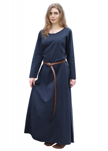 Vestido Sencillo medieval Afra hecho de lienzo sólido, azul oscuro o Burdeos  1280022350 - Espadas y Más