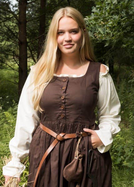 Vestido medieval sin mangas de tirantes Lene, marrón 1280022832 - Espadas y Más