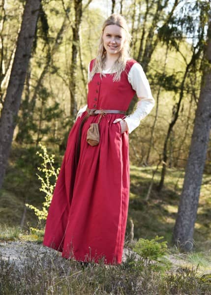 Vestido medieval sin mangas, vestido de correa Lene, rojo 1280022840 - Espadas y Más
