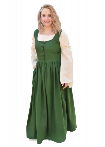 Vestido medieval sin mangas, vestido de correa Lene, verde 1280022860 - Espadas y Más