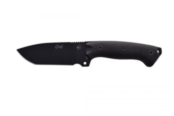 Cuchillo J&V K-9 G10 LACADO NEGRO FUNDA PIEL, CORDURA O KYDEX 1466-G10-N-NEG - Espadas y Más