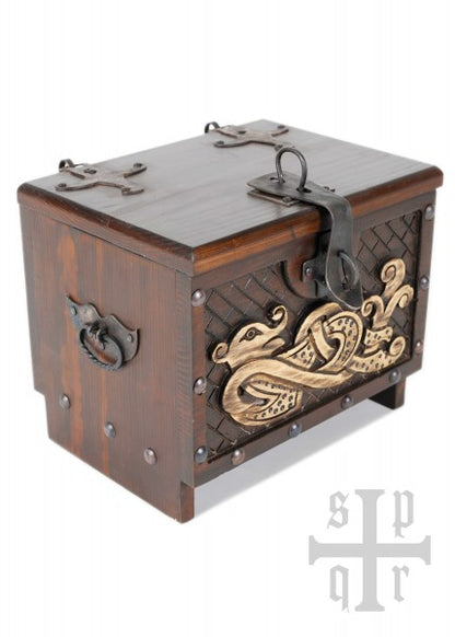 Caja de madera vikinga con motivo de serpiente Midgard, aprox. 33 x 25 x 28 cm 1564000137 - Espadas y Más