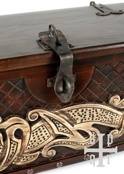 Cofre de madera vikingo con motivo de serpiente Midgard No. 2, aprox. 66 x 25 x 35 cm  1564000155 - Espadas y Más